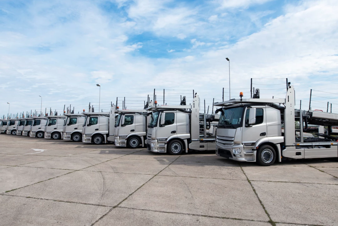 commercial trucks in organized parking