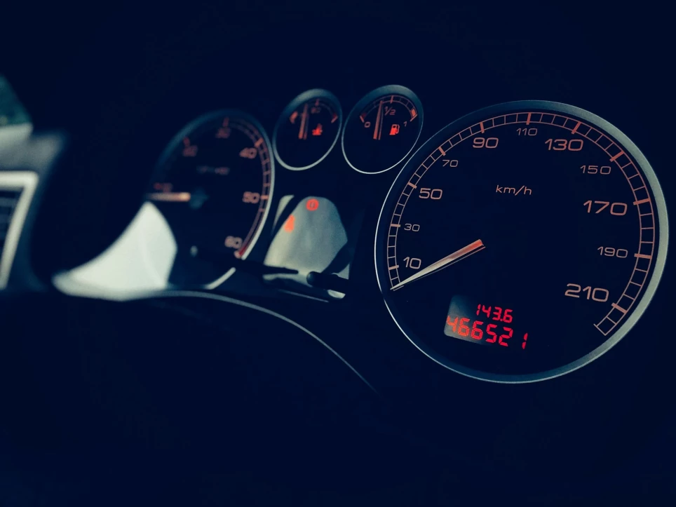 close-up of a car odometer
