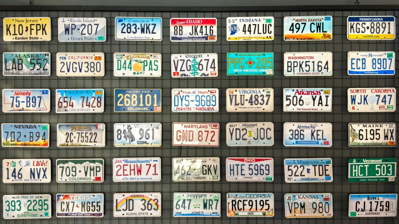 variety of license plates in different states
